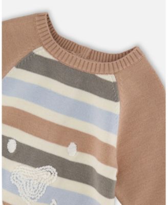 Baby Boy Knitted Romper Blue and Green Stripes - Baby