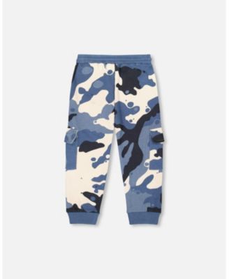 Toddler Boys Fleece Sweatpants with Cargo Pockets Blue Camouflage - Toddler|Child