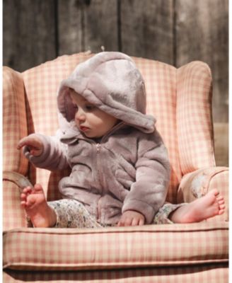 Baby Girl Hooded Zip Plush Jacket Neutral Purple - Baby