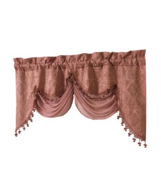 Georgina Ultra Luxurious Raised Jacquard And Fringed Trimmed Austrian Window Valance - 52"W x 28 "L