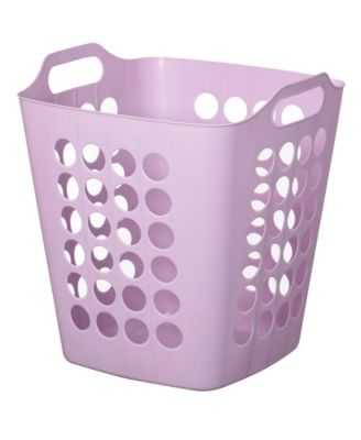Flexible Plastic Carry Laundry Basket Holder Square Storage Hamper with Side Handles
