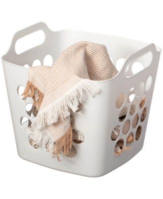 Flexible Plastic Carry Laundry Basket Holder Square Storage Hamper with Side Handles