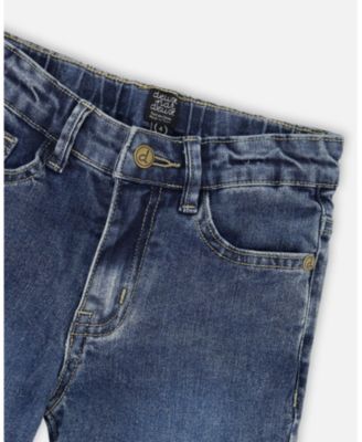 Boy Stretch Jeans Dark Blue with Rolled Cuffs - Child