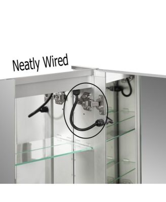 LED Aluminum Medicine Cabinet – 3-Door, Anti-Fog Mirror, Waterproof, 2 Glass Shelves, Surface/Recessed Mount, Silver