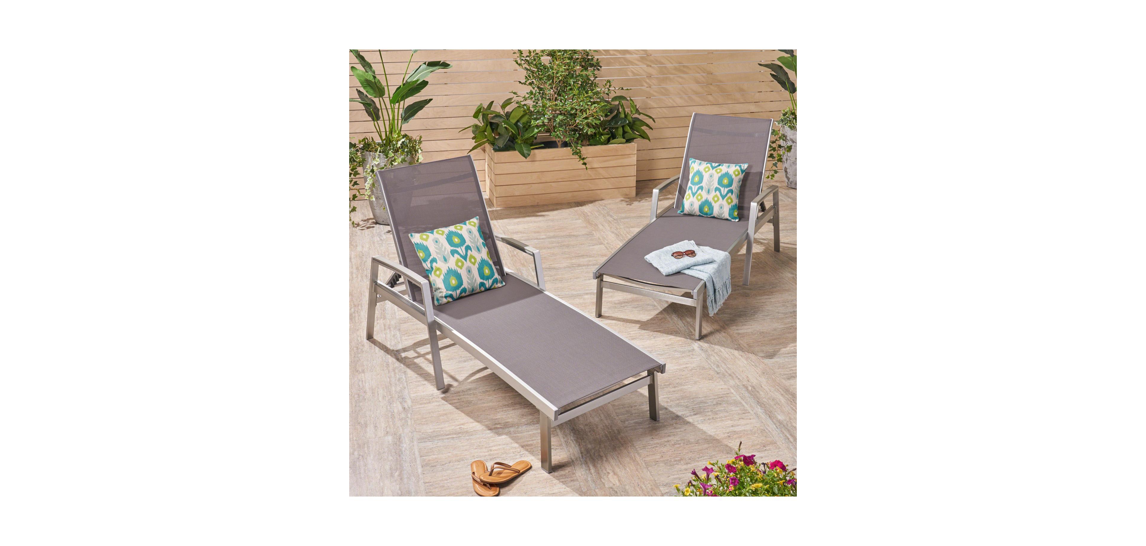 Streamdale Furniture Outdoor Chaise Lounge Set - Aluminum Frame Adjustable