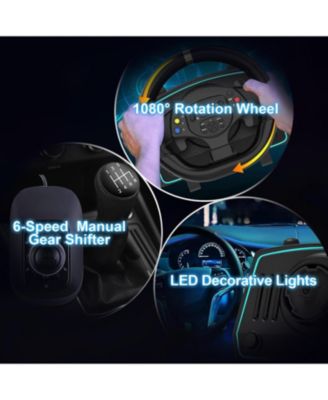 Xbox One Racing Wheel with Hall Effect Pedals, 900&deg;/1080&deg; Rotation, Dual-Motor Feedback, Compatible with Xbox, Switch, PC