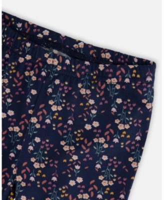 Baby Girls Jersey Leggings Navy Floral