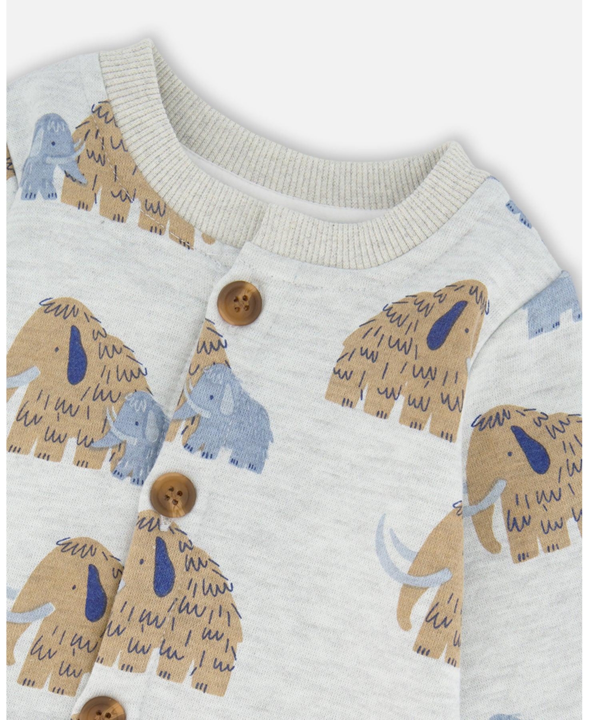 Deux par Baby Boy One-Piece Fleece Romper Beige Mammoth Print