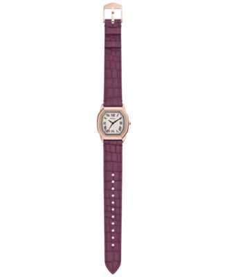 Women's Harlow Three-Hand Burgundy Croco Leather Watch, 27mm