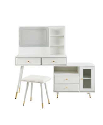 Makeup Vanity Desk with Mirror & Lights Drawers & Cabinet