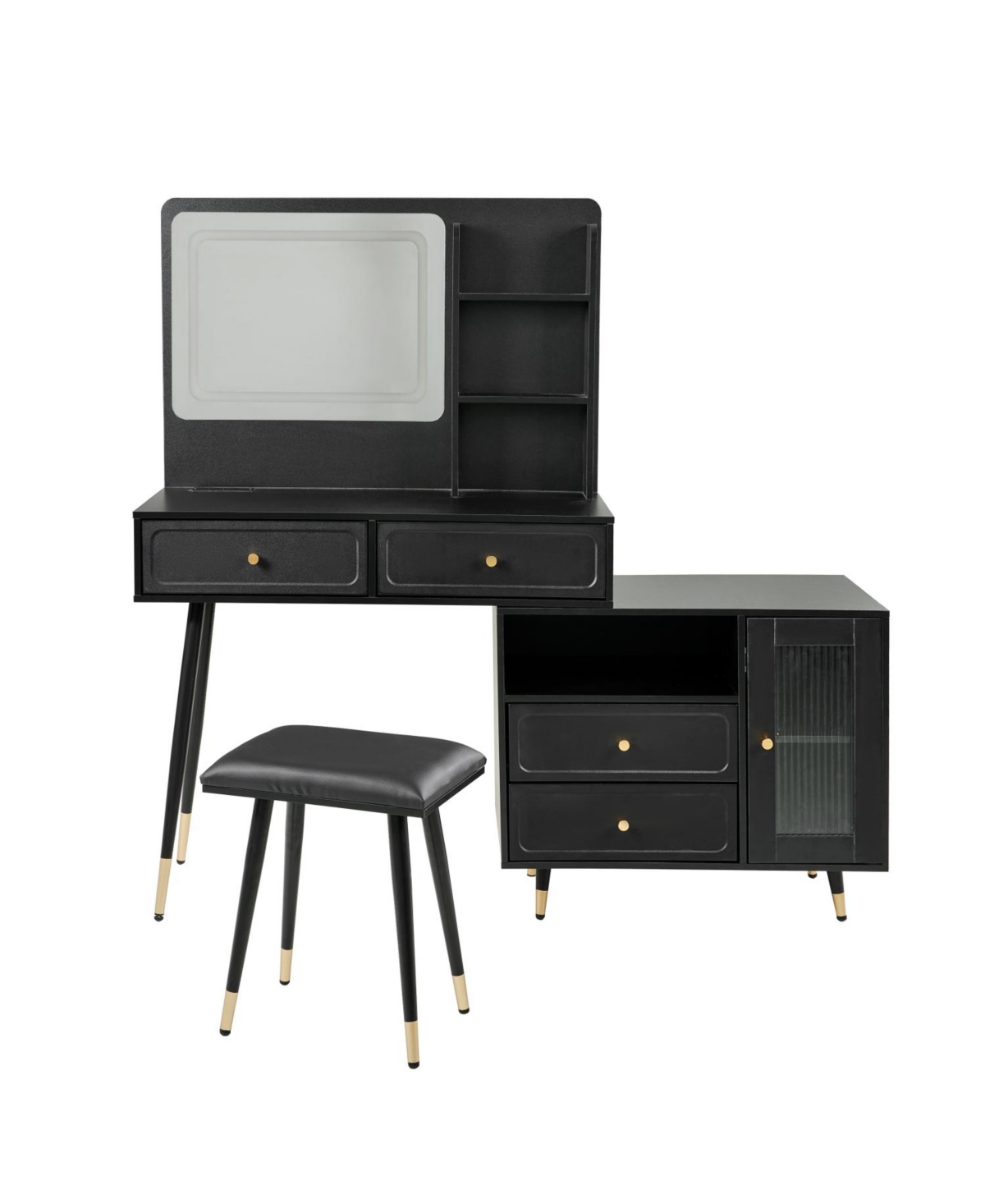 Streamdale Furniture Makeup Vanity Desk with Mirror & Lights, Drawers Cabinet