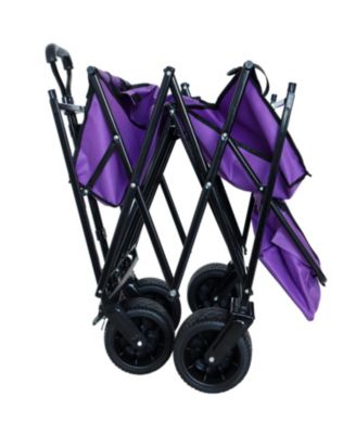 Collapsible Wagon with Canopy All-Terrain Wheels Purple