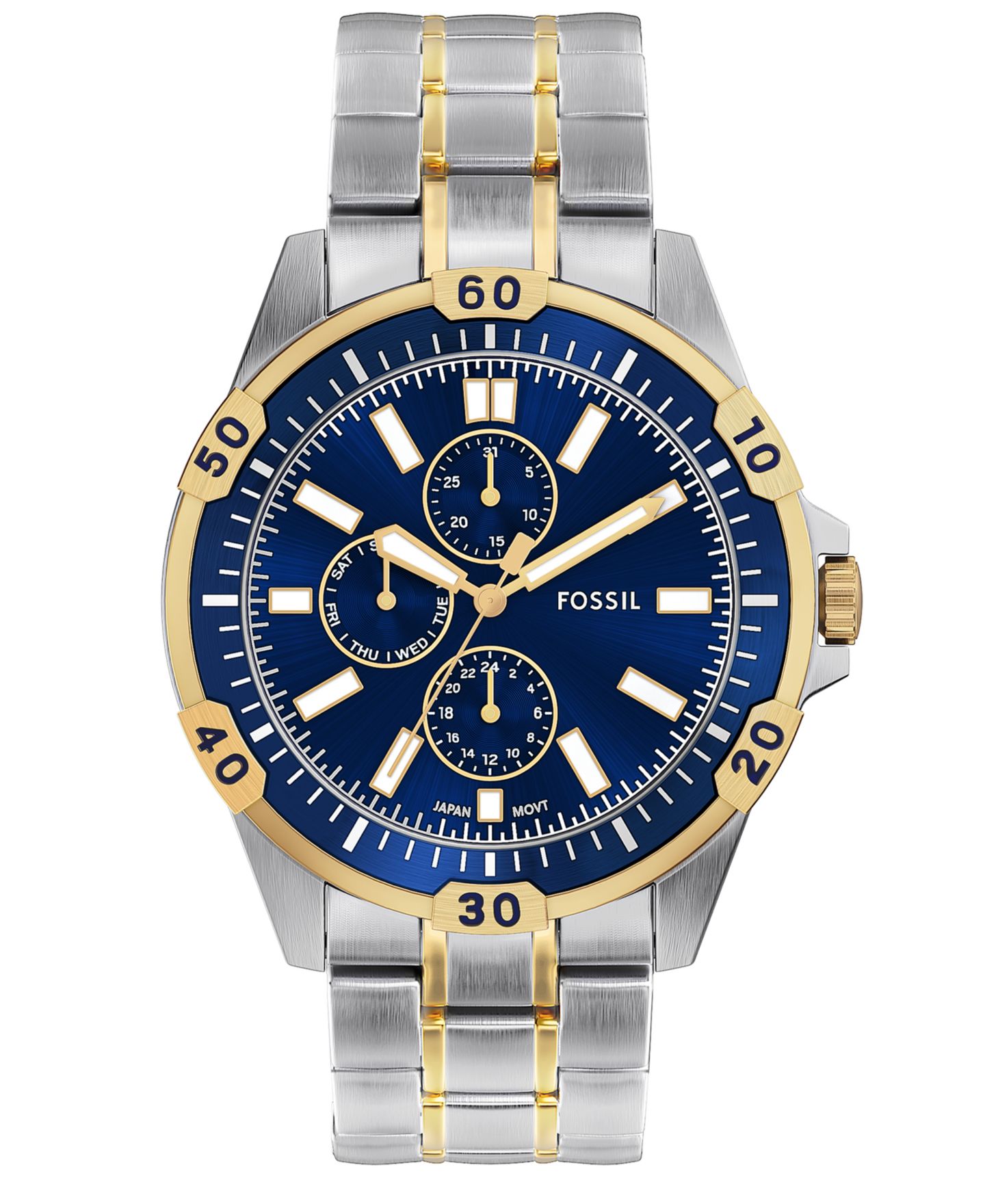Мужские часы Fossil Garrett Multifunction Two-Tone Stainless Steel Watch, 44mm — фото 1