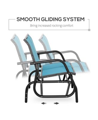 2-Person Outdoor Glider Bench, Patio Double Swing Rocking Chair Loveseat w/ Powder Coated Steel Frame for Backyard Garden Porch, Blue