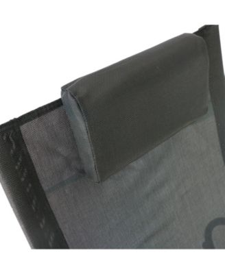 Pool Lounger, Outdoor Rocking Lounge Chair for Sunbathing, Pool, Beach, Porch with Pillow & Cool Mesh, Sun Tanning Rocker, Black