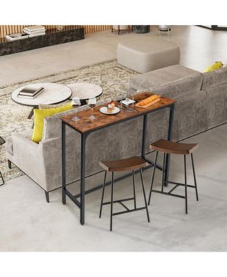 48 Inch Industrial Pub Dining Table with Steel Frame