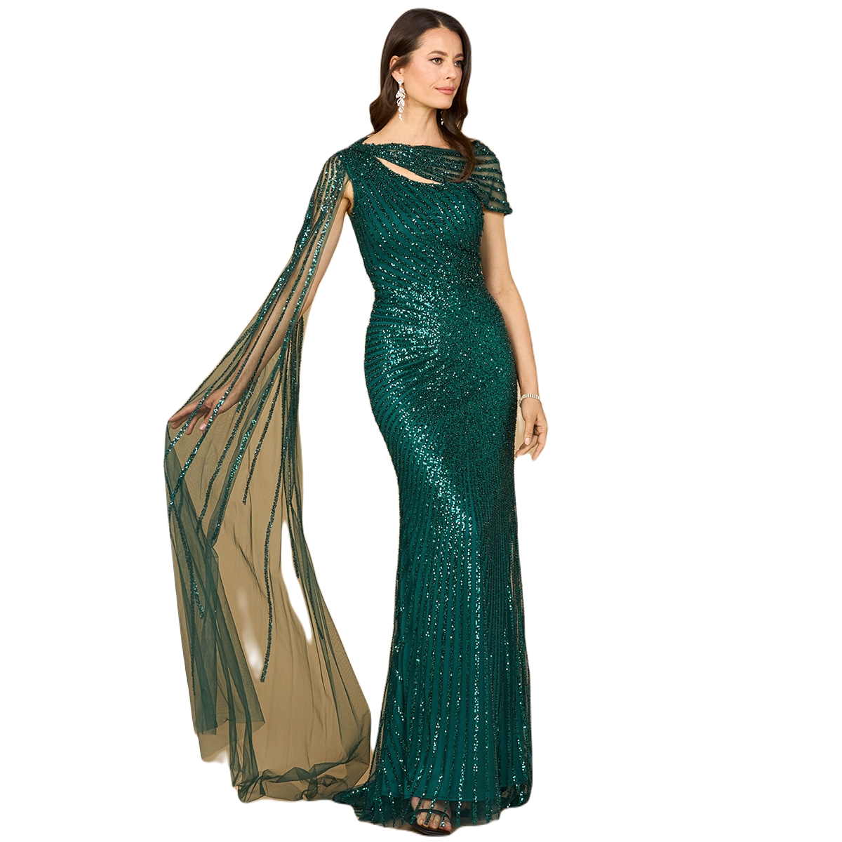 One Shoulder Fitted Gown - Teal