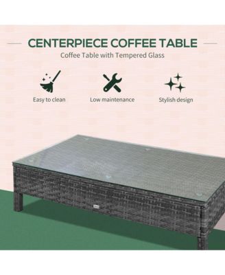 9 Piece Patio Furniture Set, PE Rat Sofa & Table,