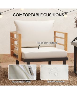 Metal Outdoor Bistro Set, Small Patio Set with Cushions,