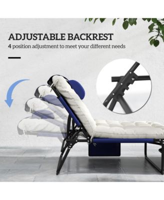 Folding Chaise Lounge w/ Cushion, Reclining ning Chair,