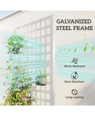 Metal Planter Box with Trellis, Drain Holes, 35"x16"x70",