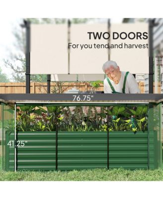 Galvanized Raised Garden Bed with Crop Cage & Shade Cloth,