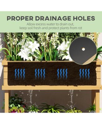 Raised Garden Bed with Trellis for Climbing Plants, Natural 41.25" W x 17.75" D x 55" H