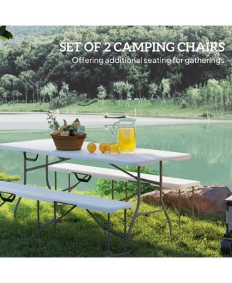 2 Pack 6 ft. Plastic Folding Benches,