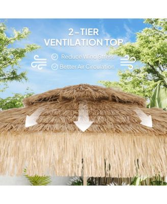 10FT Thatched Tiki Patio Umbrella, UPF30+ Outdoor Umbrella