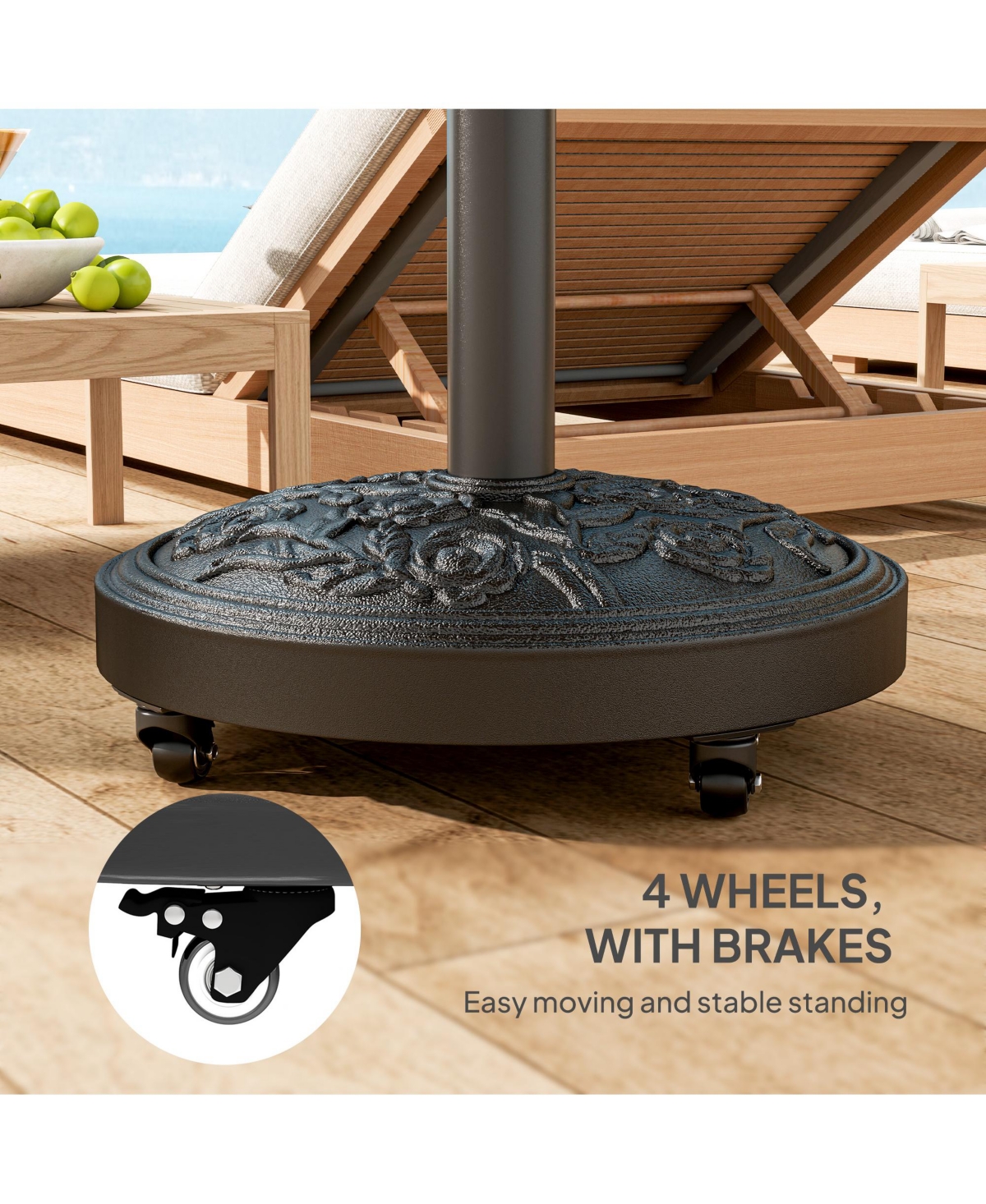 Outsunny Patio Umbrella Base, 46 lbs Sd with Wheels,