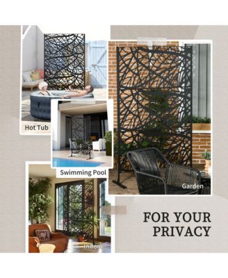 Metal Privacy Screen W/ Sd 6.5FT Freesding Outdoor Divider