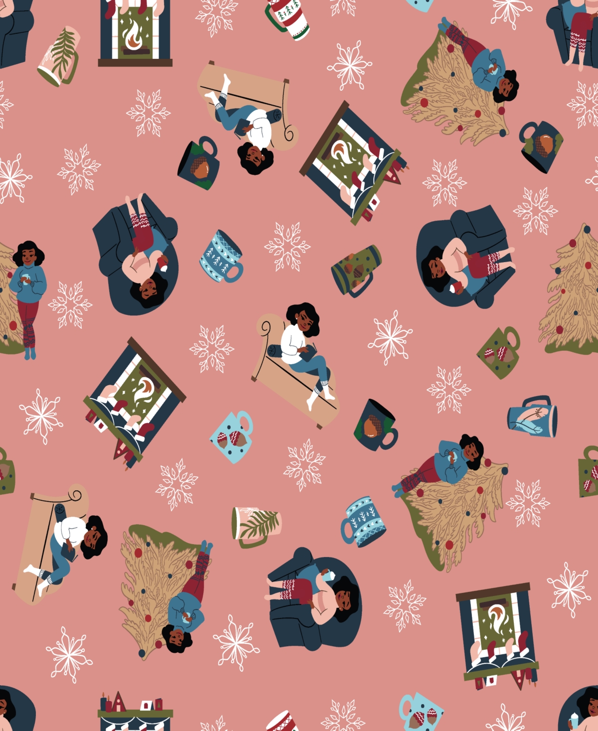 Black Paper Party Holly Me Time Gift Wrap In Pink