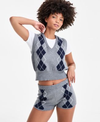 トップス LAD MUSICIAN LINEN KNIT ARGYLE VEST 33372021_fpx.tif?$filterlrg$&