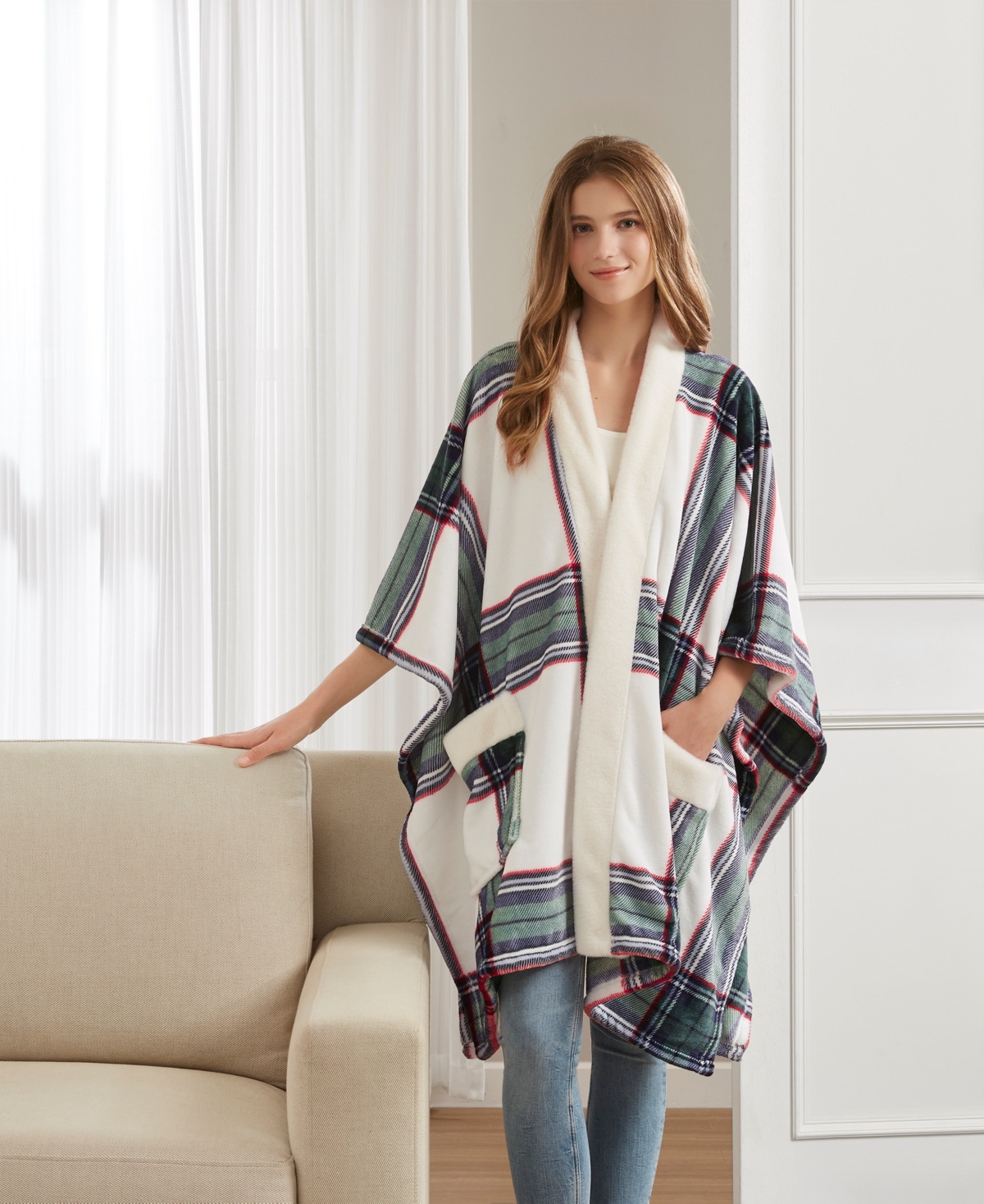 Premier Comfort Cozy Plush Printed Wrap, 50" X 70", Exclusively At Macy's In Green