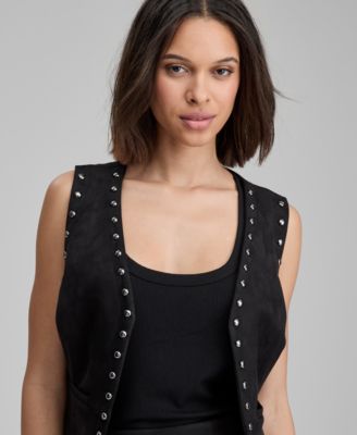 Women's Women's Faux-Suede Studded Vest, Macy's Exclusive