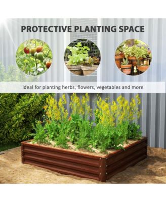 4' x 4' Outdoor Raised Garden Steel Planter Bed Frame, Natural