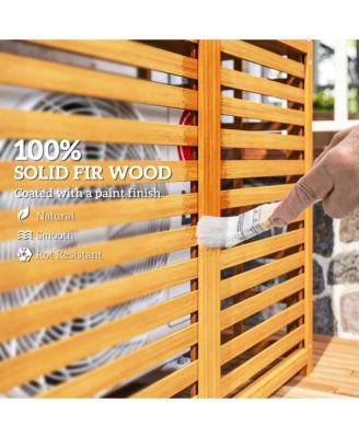 Wood Air Conditioner Fence Privacy Screen Potting Table w/ Shelves