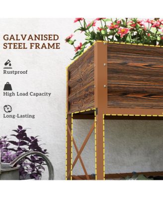 Galvanized Raised Garden Bed with Legs and Storage Shelf