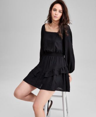 Women's Embroidered Blouson-Sleeve Fit & Flare Dress, Macy's Exclusive
