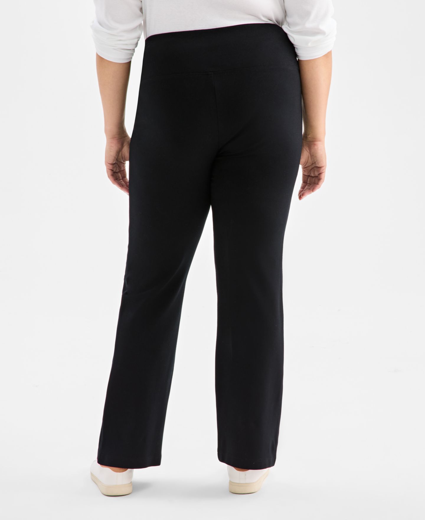 Женские брюки Style & Co Plus Size High-Rise Bootcut Ponte, цвет: Глубокий чёрный — фото 3