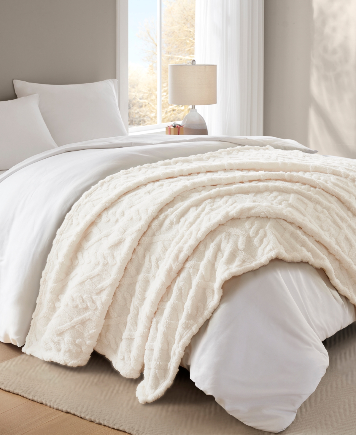 Premier Comfort Cozy Cable Throw Blanket, 50" X 60" In Neutral