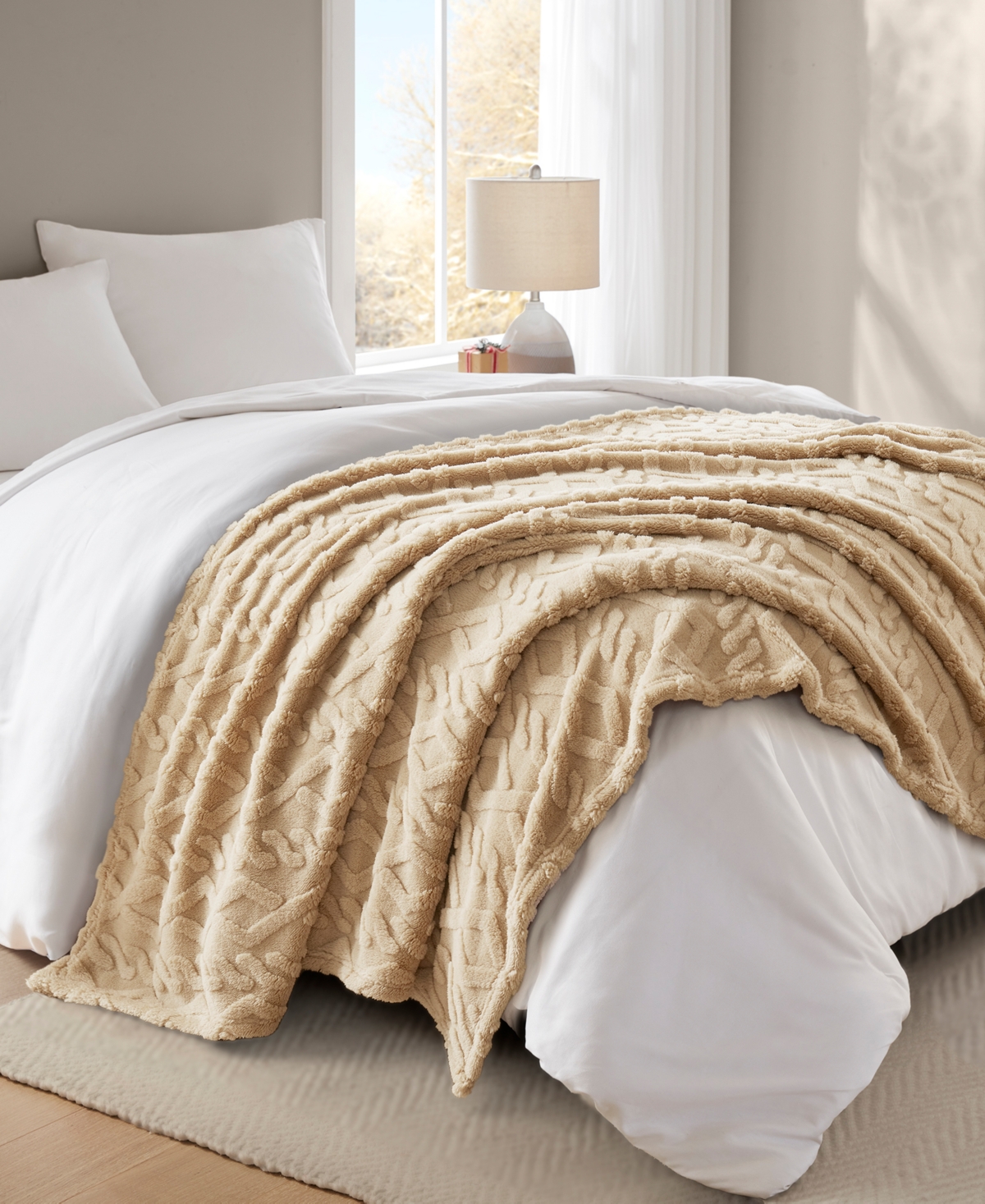 Premier Comfort Cozy Cable Throw Blanket, 50" X 60" In Neutral