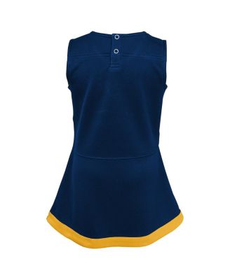 Girls Toddler Navy West Virginia Mountaineers Cheer Captain Dress with Bloomers