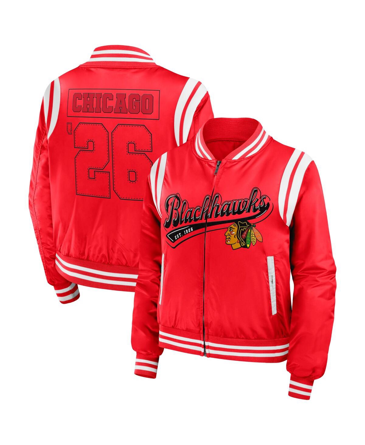 Women's Red Chicago Blackhawks Baller Full-Zip Bomber Jacket - Red
