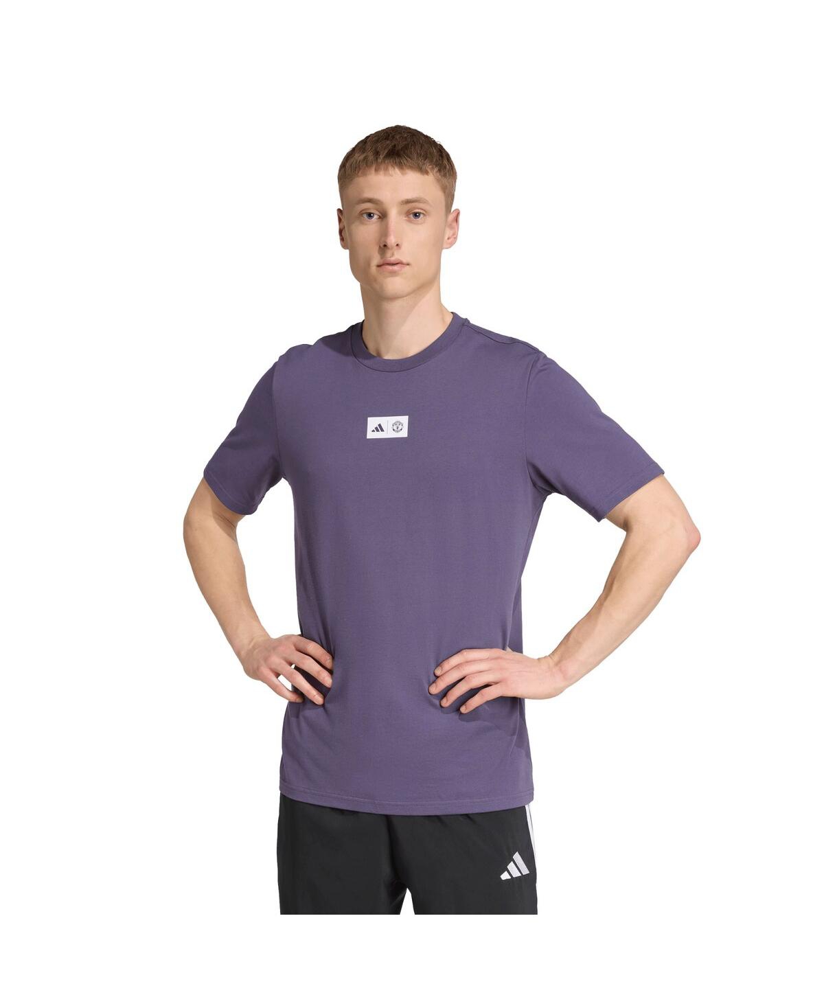 Adidas Men's Purple Manchester United Jersey Hook T-Shirt - Purple
