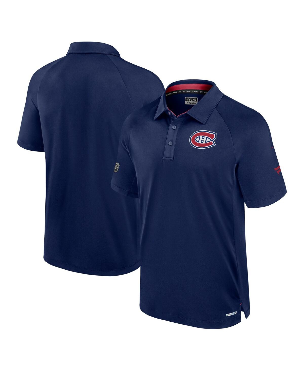 Men's Navy Montreal Canadiens Authentic Pro Rink Raglan Polo Shirt - Navy