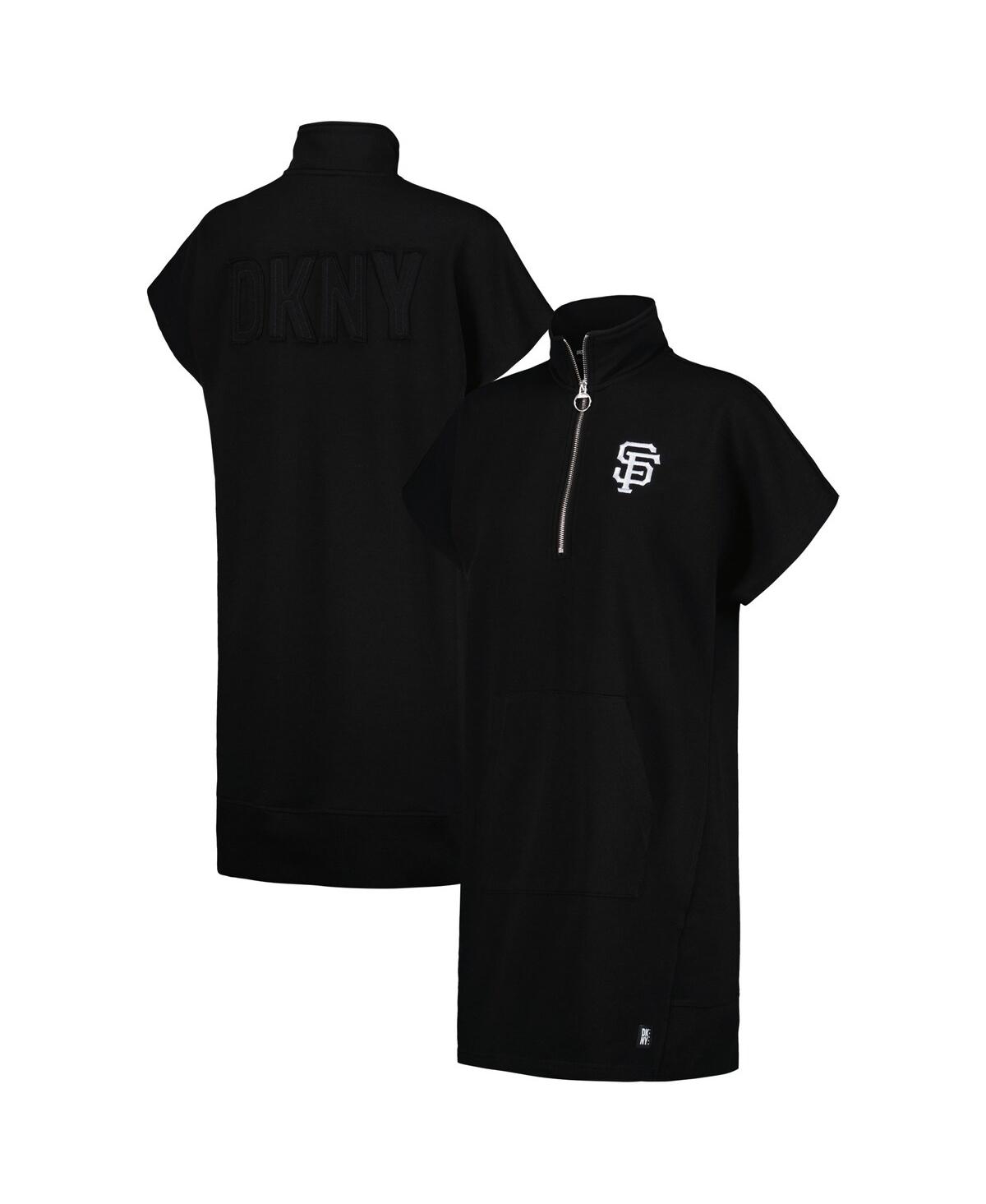 Women's Black San Francisco Giants Emily Quarter-Zip Sneaker Dress - Black