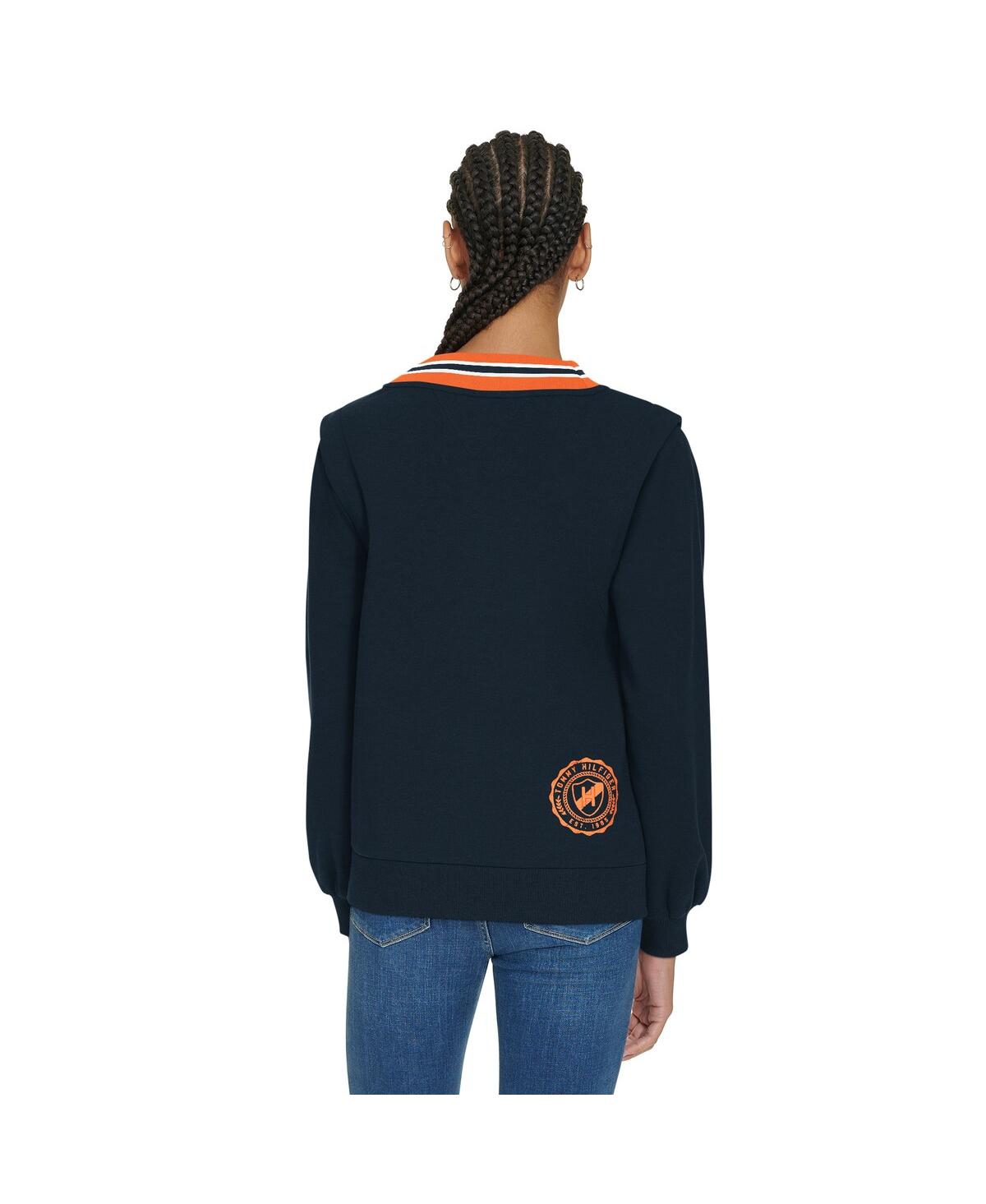 Tommy Hilfiger Women's Navy Chicago Bears Alice V-neck Pullover Sweatshirt In Blue