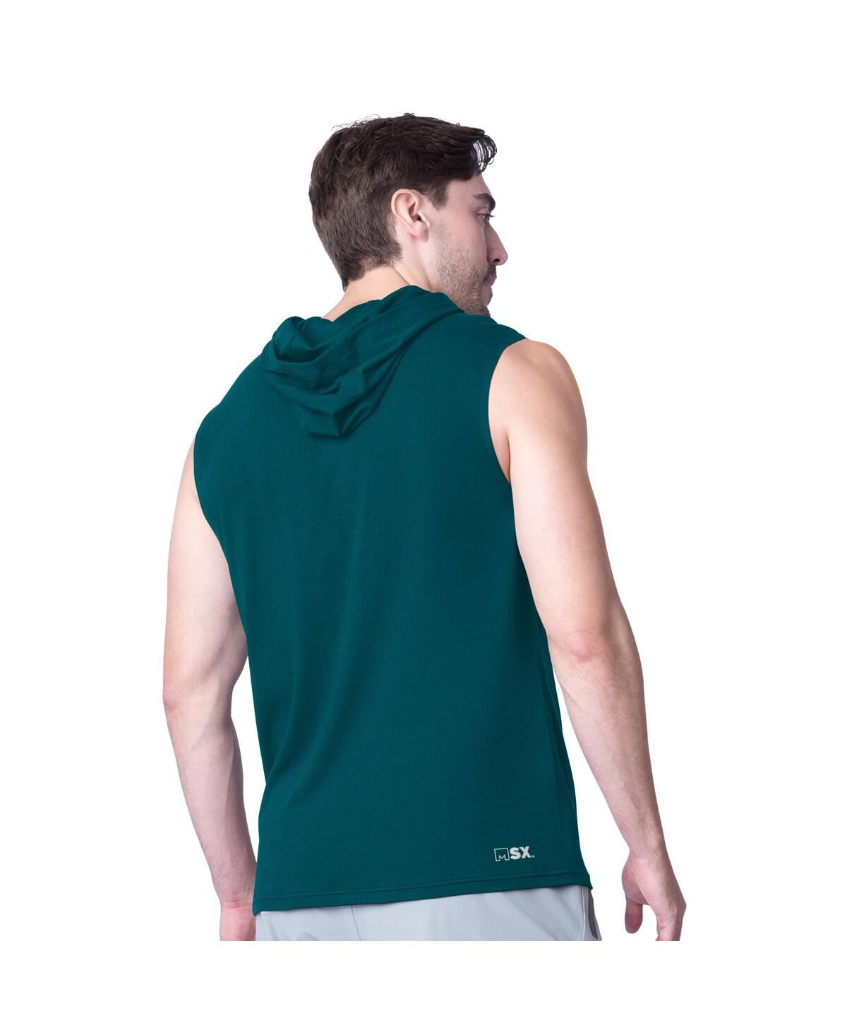 Msx By Michael Strahan Men's Midnight Green Philadelphia Eagles Action Sleeveless Pullover Hoodie In Green