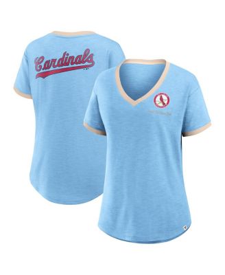 Fanatics - Women's Light Blue St. Louis Cardinals Binge Worthy Stadium Slub V-Neck T-Shirt